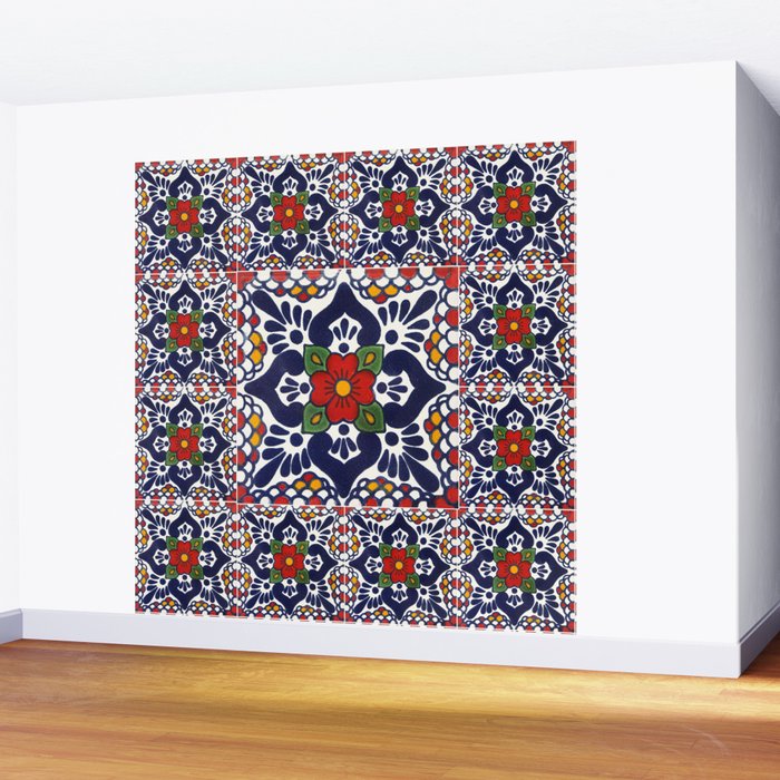 talavera mexican tile pattern Wall Mural Gallery Image 2