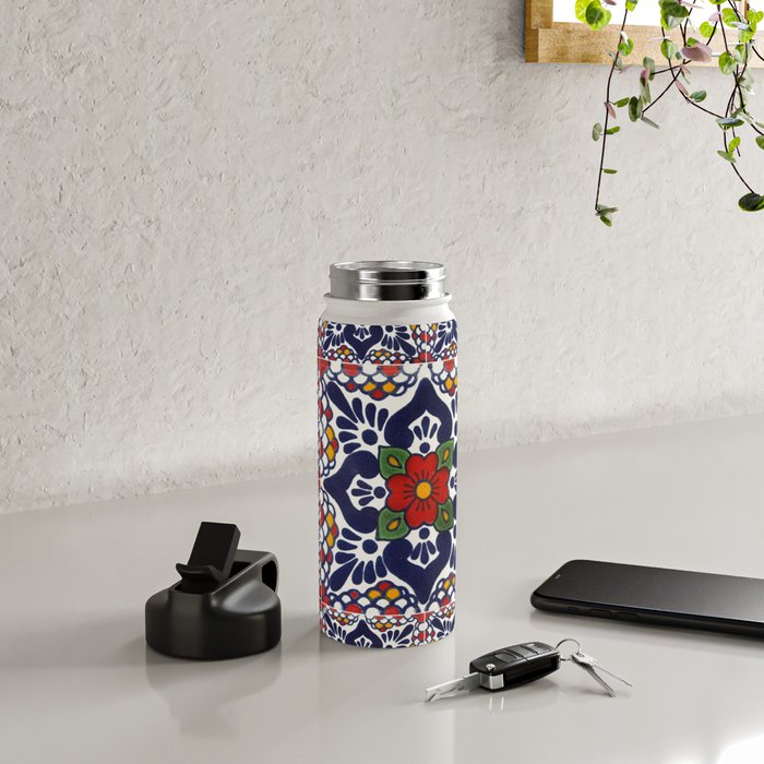 talavera mexican tile pattern Water Bottle Gallery Image 4