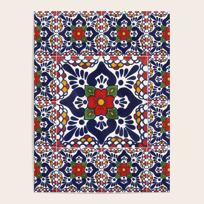 talavera mexican tile pattern Poster Gallery Image 4