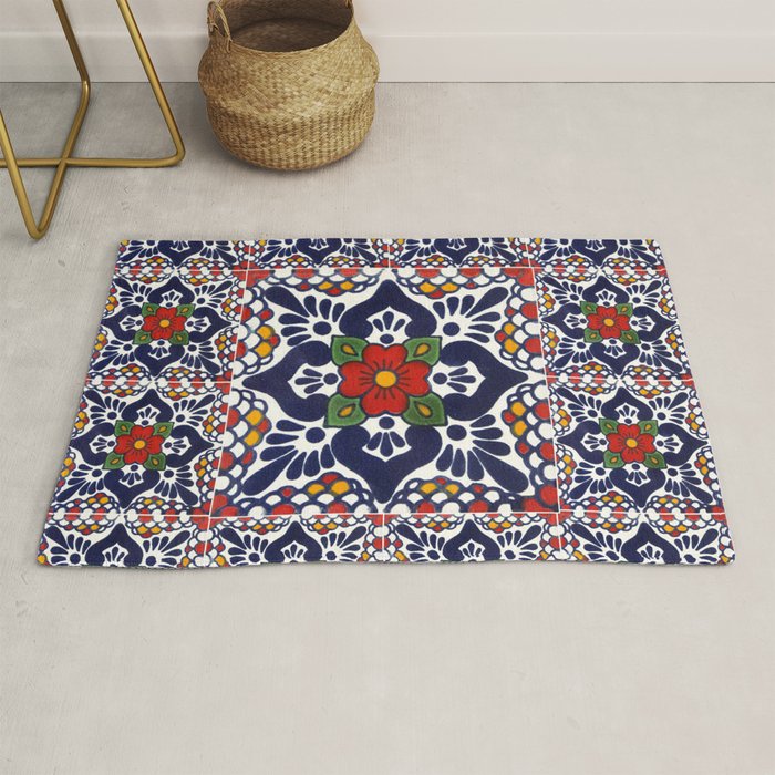 talavera mexican tile pattern Rug Gallery Image 1