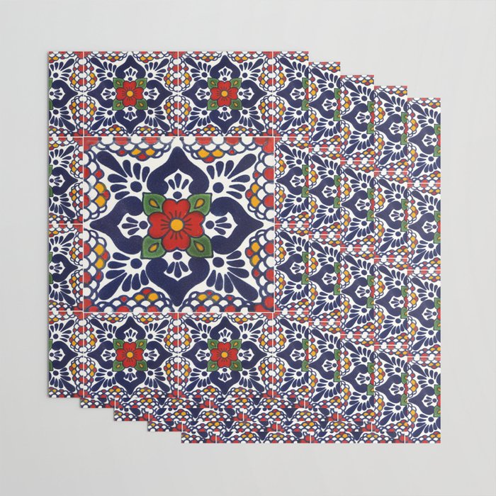talavera mexican tile pattern Wrapping Paper Gallery Image 3