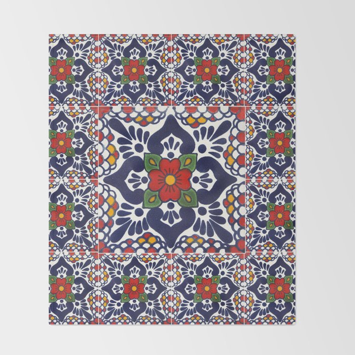 talavera mexican tile pattern Throw Blanket Gallery Image 2