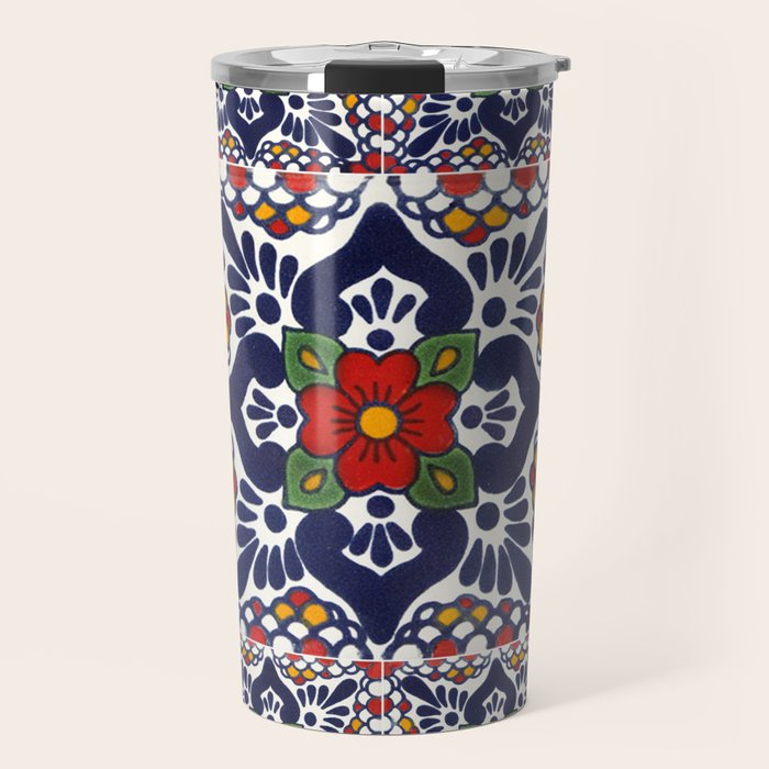 talavera mexican tile pattern Travel Mug Gallery Image 1