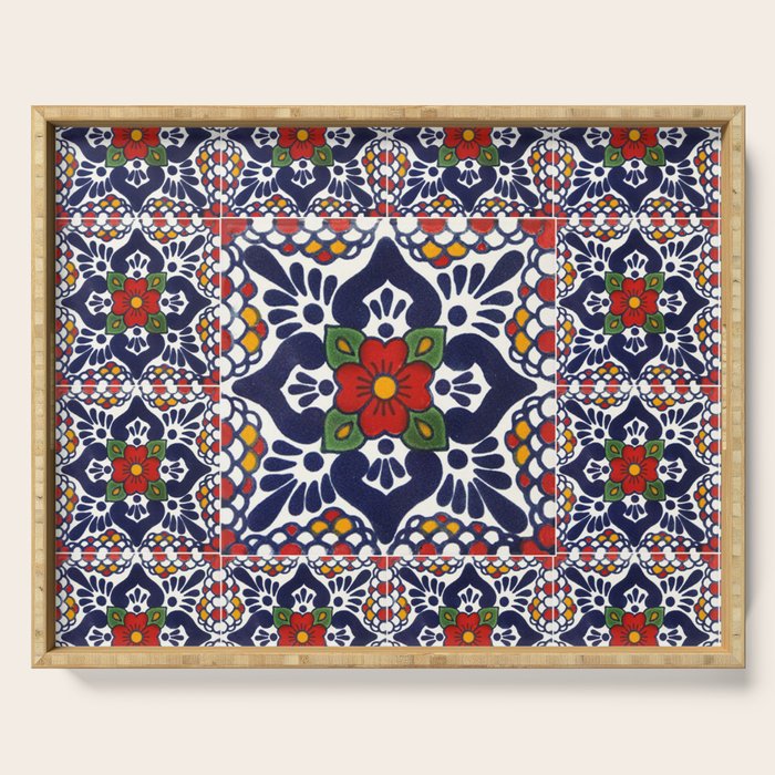 talavera mexican tile pattern Serving Tray Gallery Image 1