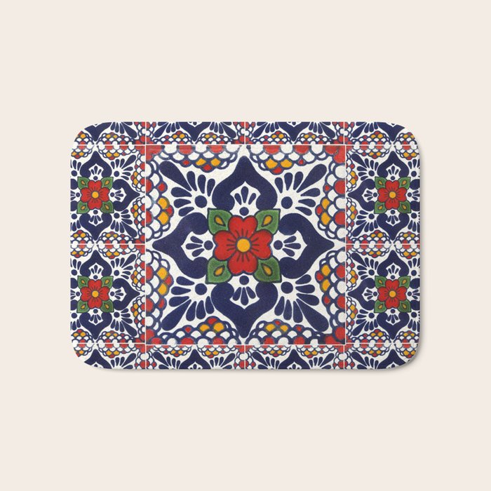 talavera mexican tile pattern Bath Mat Gallery Image 1
