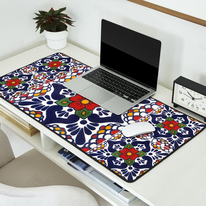talavera mexican tile pattern Desk Mat Gallery Image 2