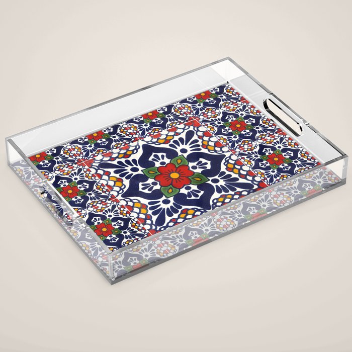 talavera mexican tile pattern Acrylic Tray Gallery Image 1
