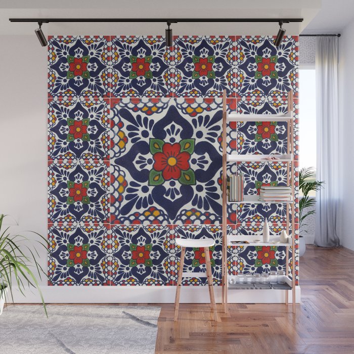talavera mexican tile pattern Wall Mural Gallery Image 1