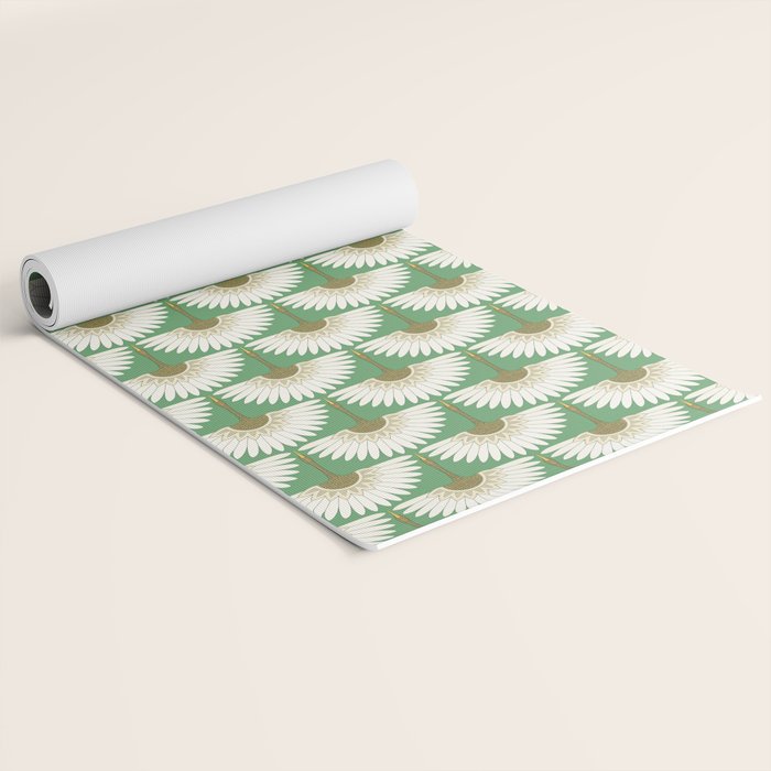 art deco cranes green Yoga Mat Gallery Image 2