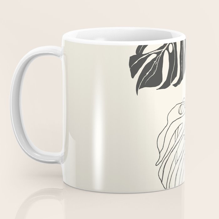 Monstera Leaf Drawing Coffee Mug Gallery Image 3