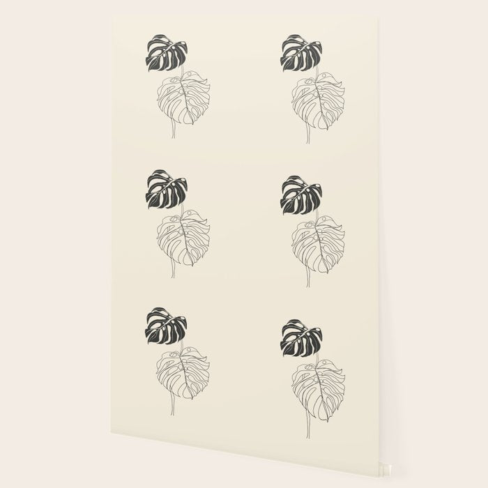 Monstera Leaf Drawing Wallpaper Gallery Image 2