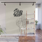 Monstera Leaf Drawing Wall Mural Gallery Image 1