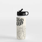 Monstera Leaf Drawing Water Bottle Gallery Image 1