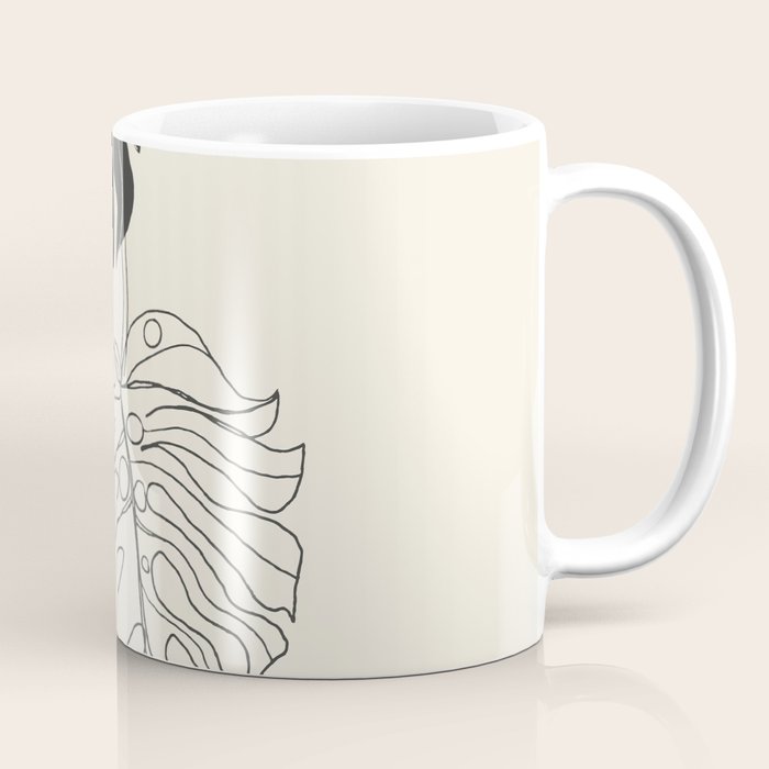 Monstera Leaf Drawing Coffee Mug Gallery Image 1