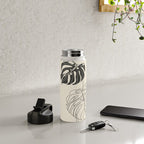 Monstera Leaf Drawing Water Bottle Gallery Image 4