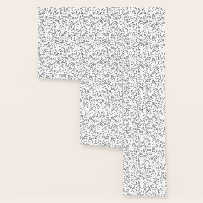 Black and white happy smiling face cartoon pattern Wallpaper Gallery Image 3