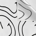 Black and white happy smiling face cartoon pattern Wall Tapestry Gallery Image 3