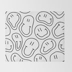Black and white happy smiling face cartoon pattern Throw Blanket Gallery Image 2