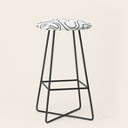 Black and white happy smiling face cartoon pattern Stool Gallery Image 1