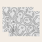 Black and white happy smiling face cartoon pattern Placemat Gallery Image 1