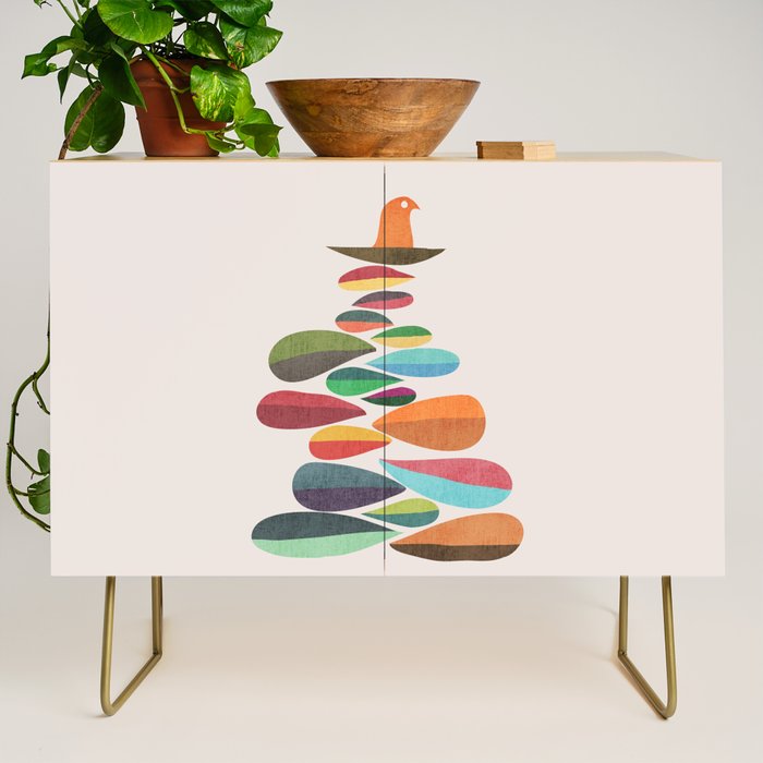 Bird nesting on top of pebbles hill Credenza Gallery Image 1