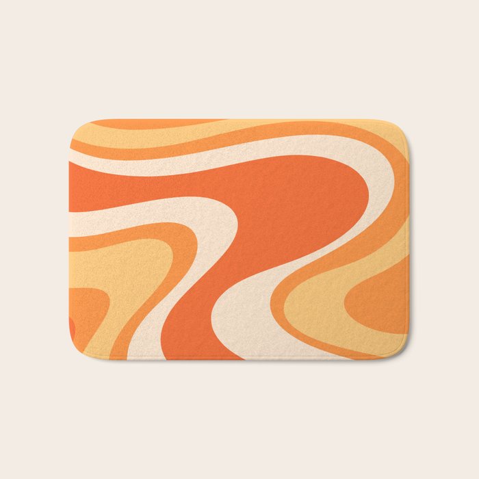 Tangerine Wave Machine - Retro Orange Abstract Bath Mat Gallery Image 1
