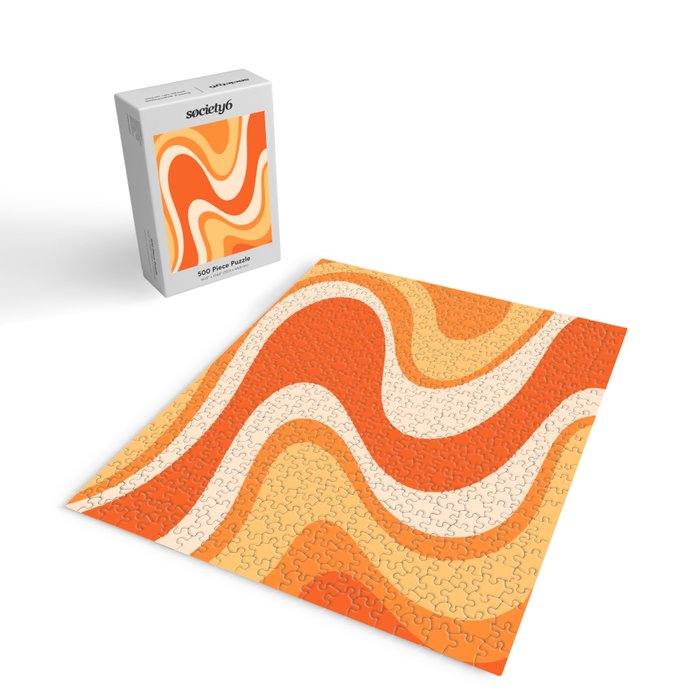 Tangerine Wave Machine - Retro Orange Abstract Jigsaw Puzzle Gallery Image 2