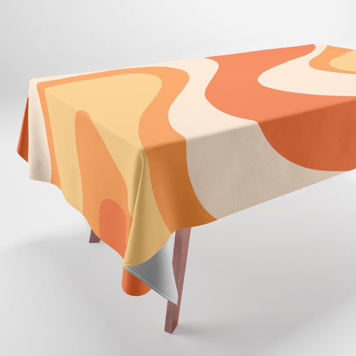 Tangerine Wave Machine - Retro Orange Abstract Tablecloth Gallery Image 1