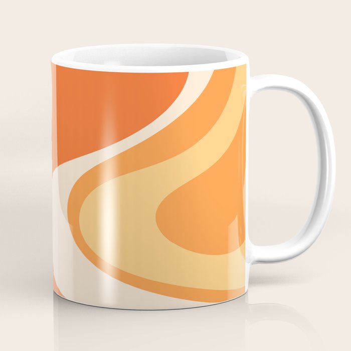Tangerine Wave Machine - Retro Orange Abstract Coffee Mug Gallery Image 1