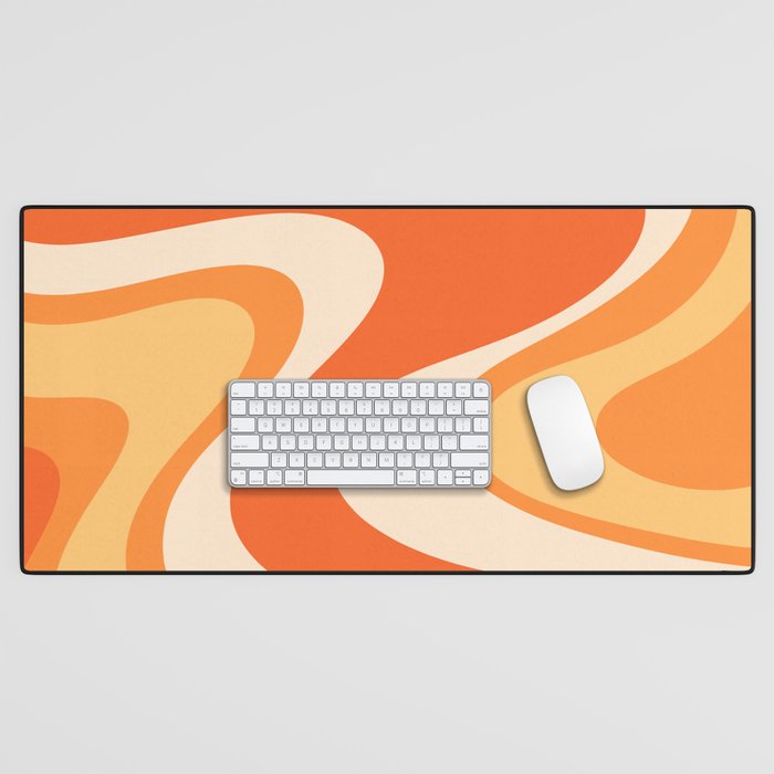 Tangerine Wave Machine - Retro Orange Abstract Desk Mat Gallery Image 1