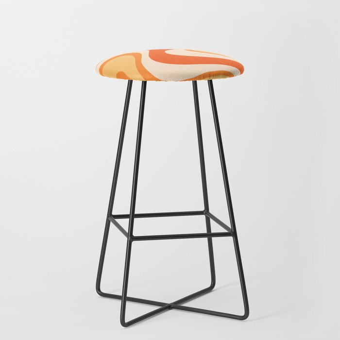 Tangerine Wave Machine - Retro Orange Abstract Stool Gallery Image 1