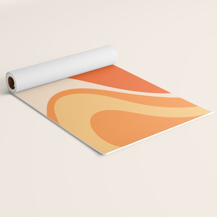 Tangerine Wave Machine - Retro Orange Abstract Yoga Mat Gallery Image 2