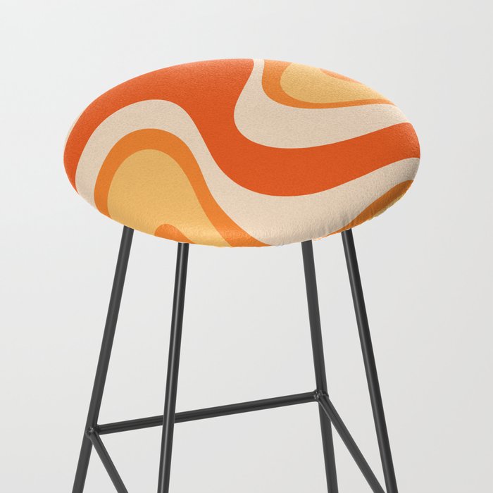 Tangerine Wave Machine - Retro Orange Abstract Stool Gallery Image 2