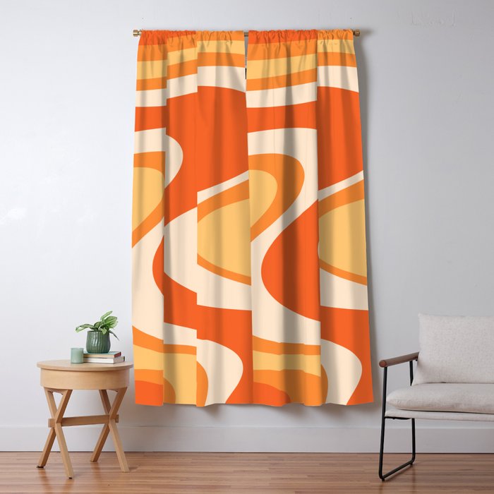 Tangerine Wave Machine - Retro Orange Abstract Window Curtain Gallery Image 5