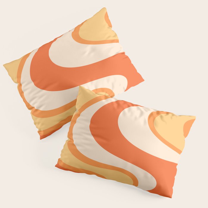 Tangerine Wave Machine - Retro Orange Abstract Pillow Sham Gallery Image 1