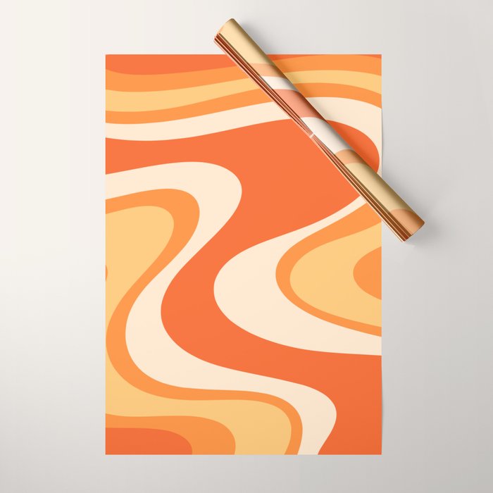Tangerine Wave Machine - Retro Orange Abstract Wrapping Paper Gallery Image 1