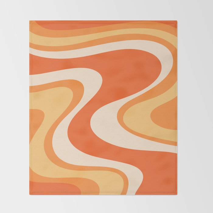 Tangerine Wave Machine - Retro Orange Abstract Throw Blanket Gallery Image 2