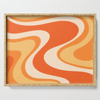 Tangerine Wave Machine - Retro Orange Abstract Serving Tray Gallery Image 1