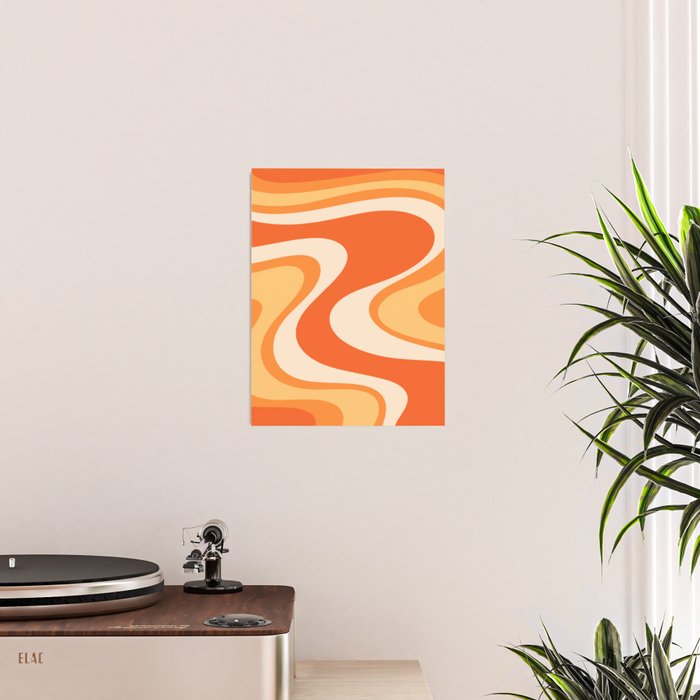 Tangerine Wave Machine - Retro Orange Abstract Poster Gallery Image 2