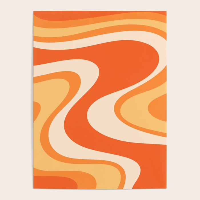 Tangerine Wave Machine - Retro Orange Abstract Poster Gallery Image 4