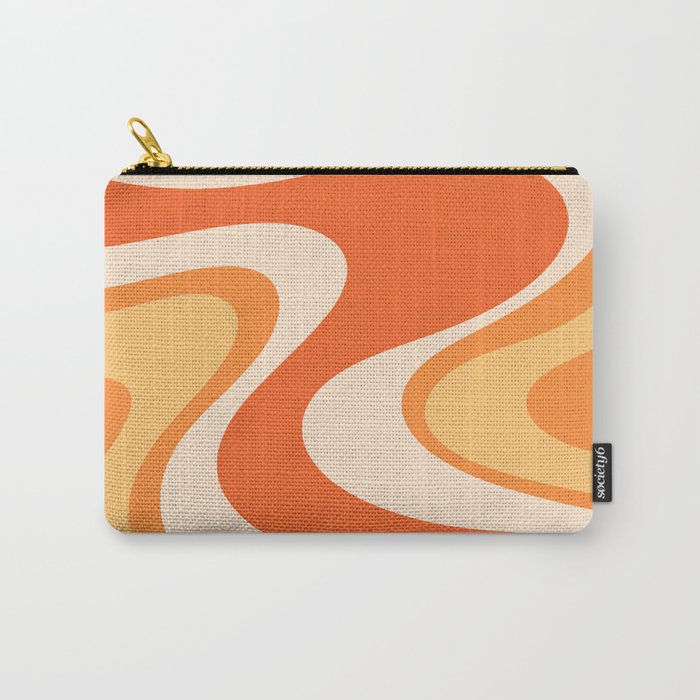 Tangerine Wave Machine - Retro Orange Abstract Carry All Pouch Gallery Image 1
