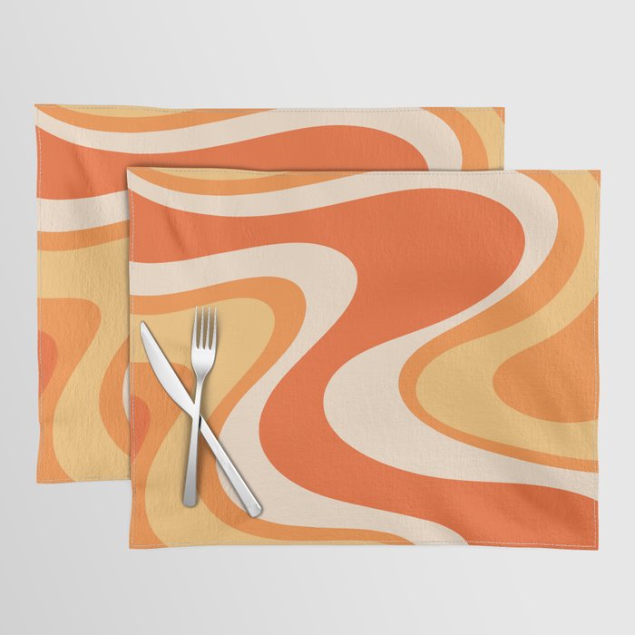 Tangerine Wave Machine - Retro Orange Abstract Placemat Gallery Image 1