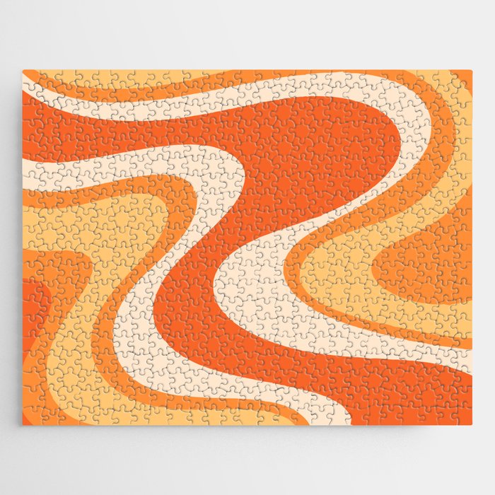 Tangerine Wave Machine - Retro Orange Abstract Jigsaw Puzzle Gallery Image 1