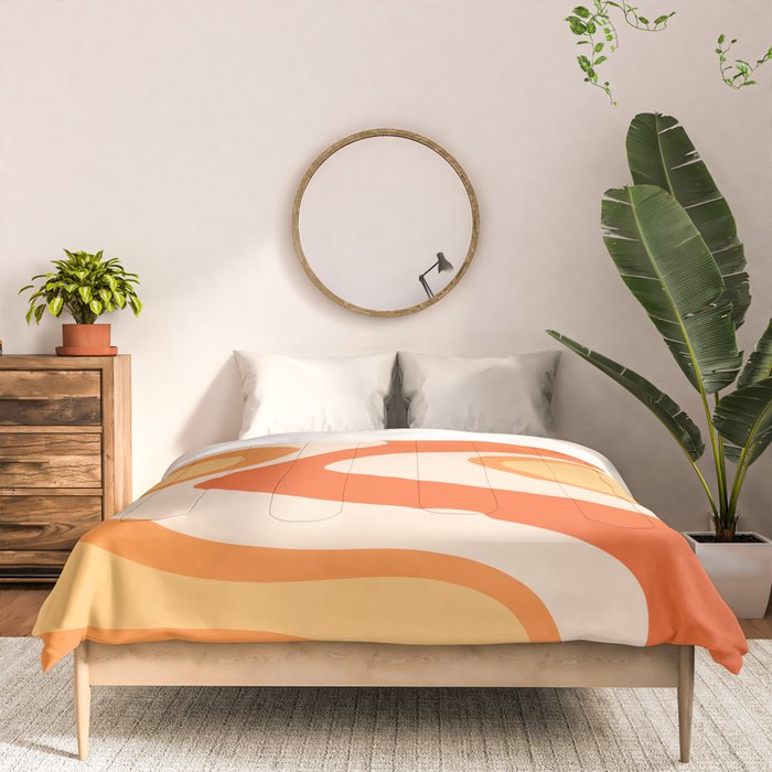 Tangerine Wave Machine - Retro Orange Abstract Comforter Gallery Image 3