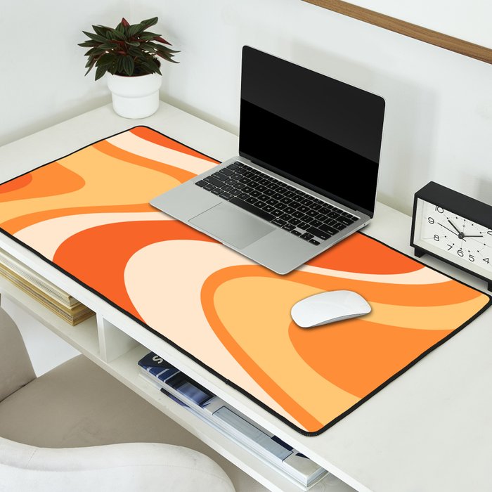 Tangerine Wave Machine - Retro Orange Abstract Desk Mat Gallery Image 2
