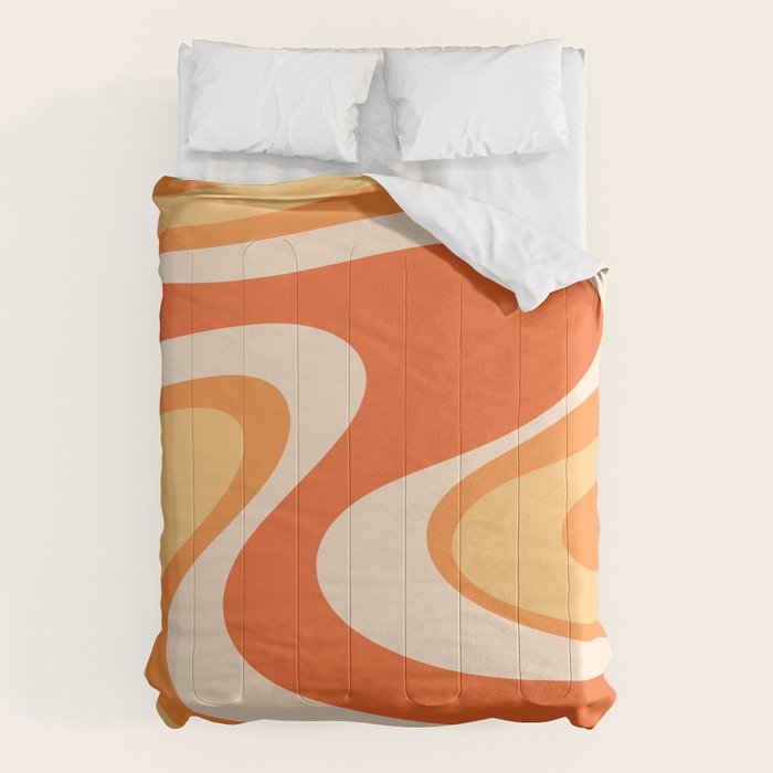 Tangerine Wave Machine - Retro Orange Abstract Comforter Gallery Image 1
