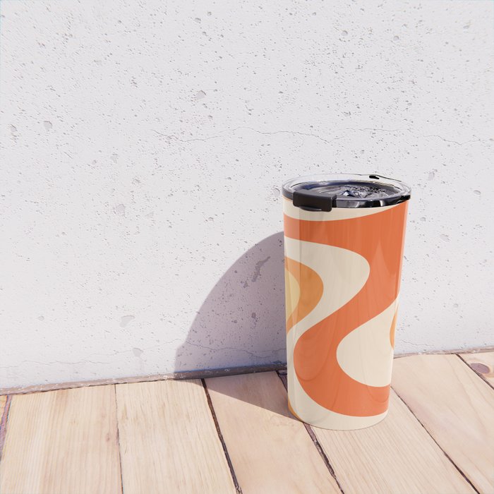 Tangerine Wave Machine - Retro Orange Abstract Travel Mug Gallery Image 4