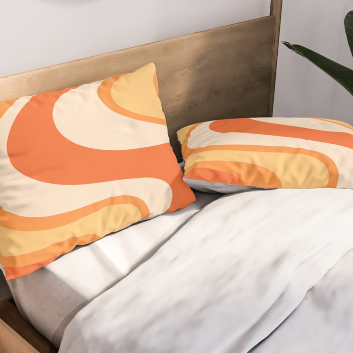 Tangerine Wave Machine - Retro Orange Abstract Pillow Sham Gallery Image 2