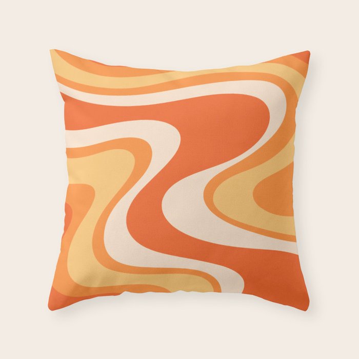 Tangerine Wave Machine - Retro Orange Abstract Throw Pillow Gallery Image 1