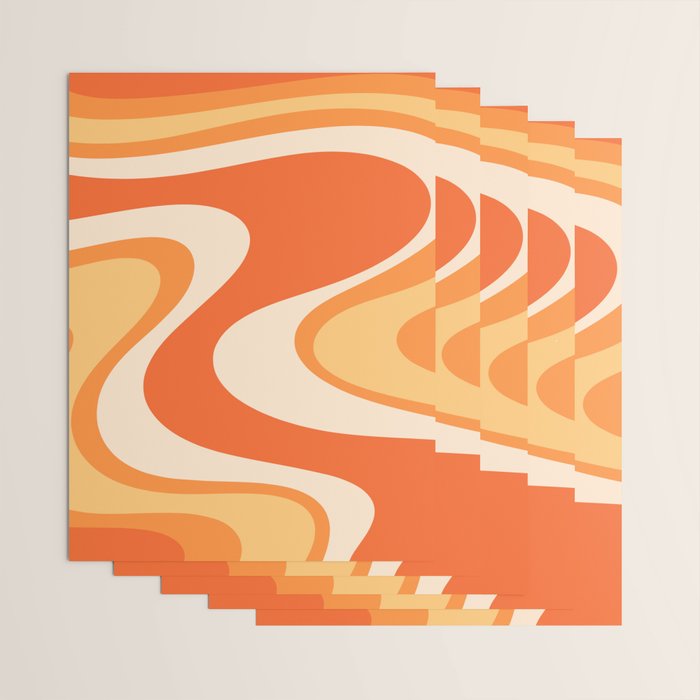 Tangerine Wave Machine - Retro Orange Abstract Wrapping Paper Gallery Image 3